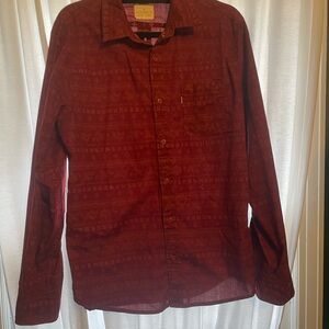 Red Long Sleeve Button-Up Shirt